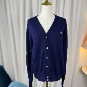 Vintage Lacoste Izod Blue Men's Slouchy Cardigan Made in USA size Medium